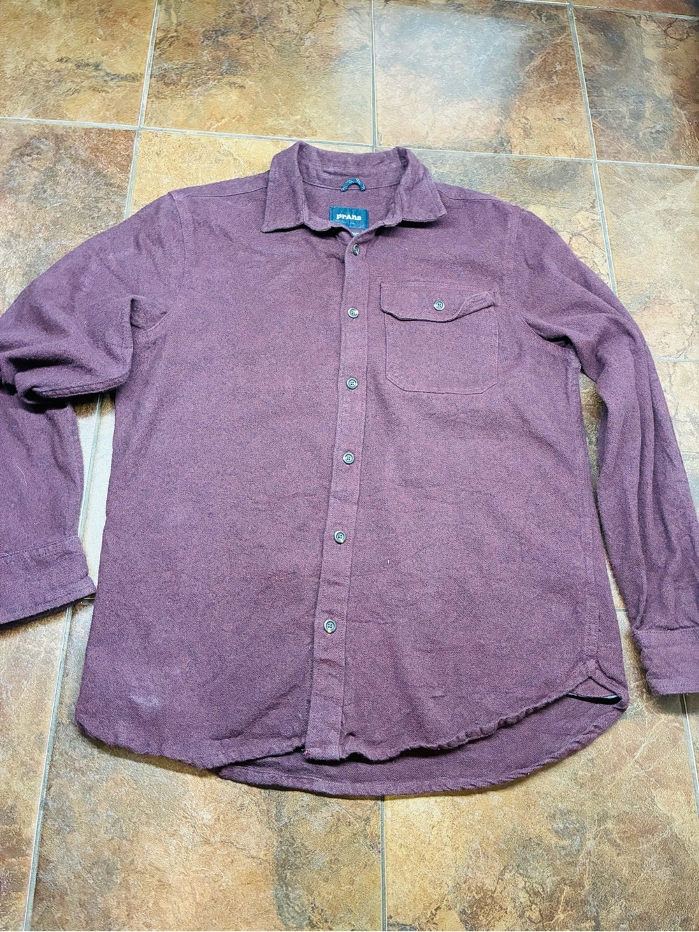 Prana Men's Long-Sleeve Button-Down Shirt - Maroon